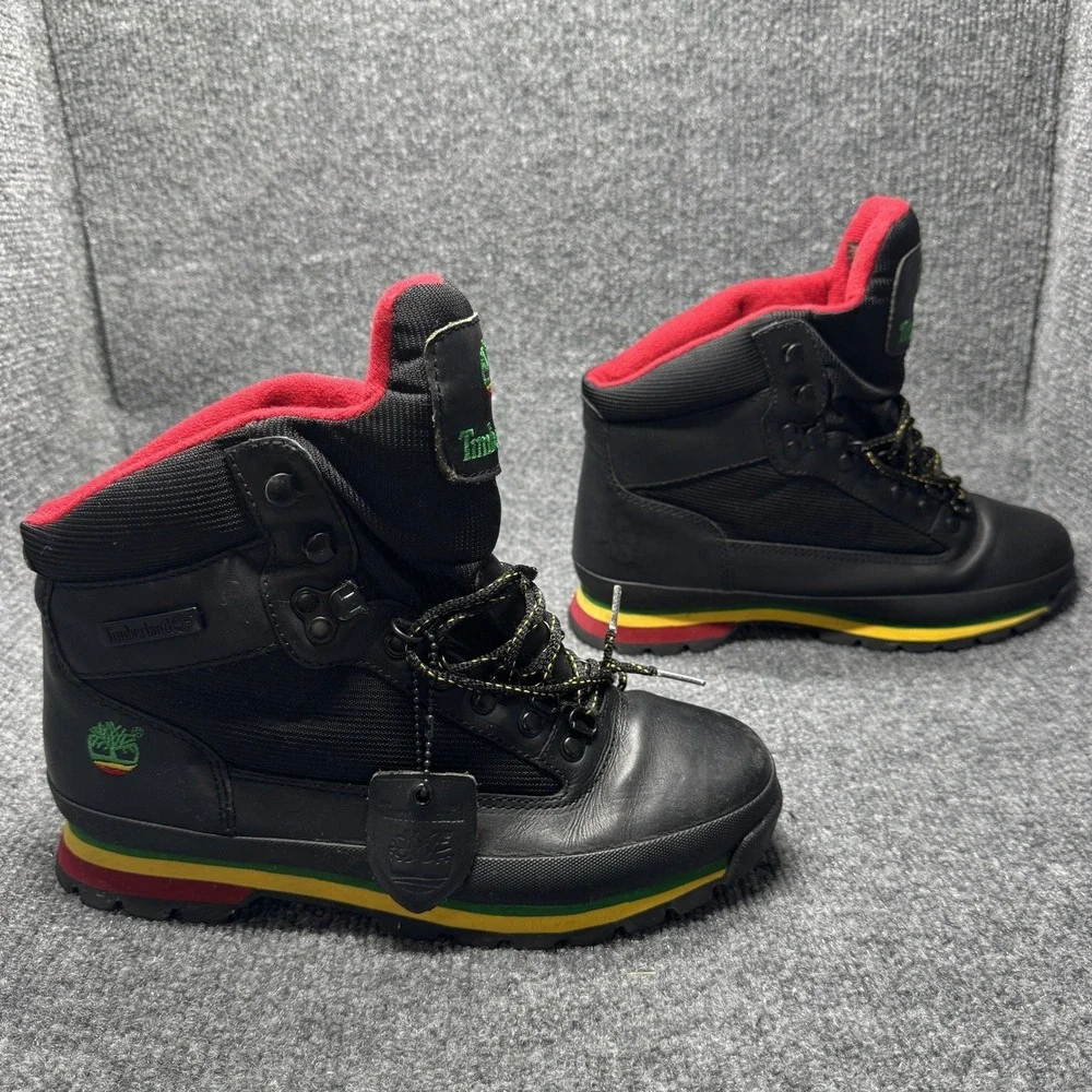 Timberland Euro Hiker Mens 8 Black Rasta Reggae Streetwear‎ Boots 87065